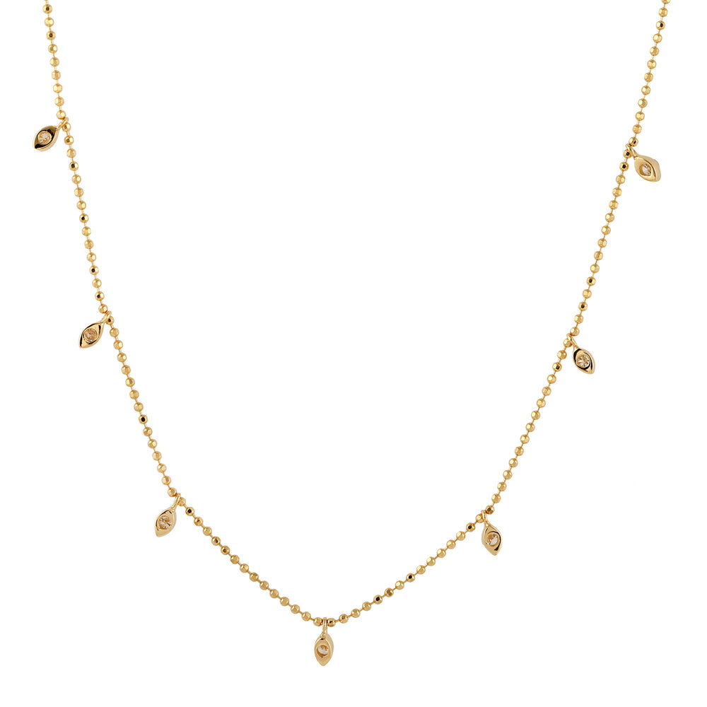 18k Yellow Gold Dot Bead Chain Diamond By The Yard Necklace Jewelry For Gift
