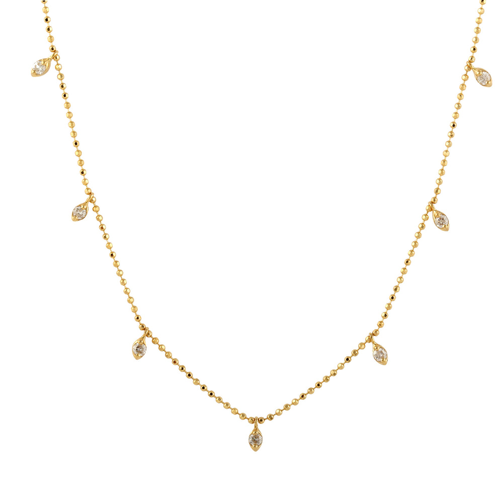 18k Yellow Gold Dot Bead Chain Diamond By The Yard Necklace Jewelry For Gift