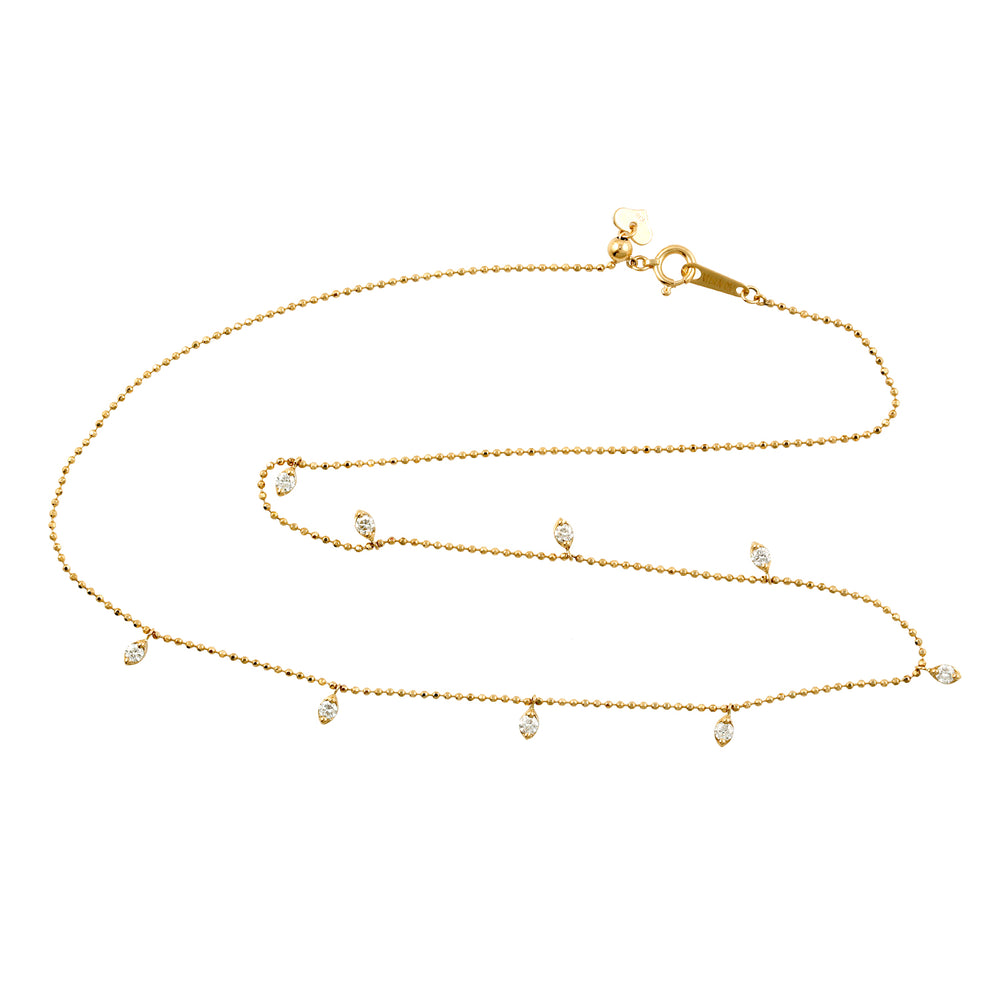 Natural Diamond By The Yard Chain Necklace In 18k Yellow Gold For Her