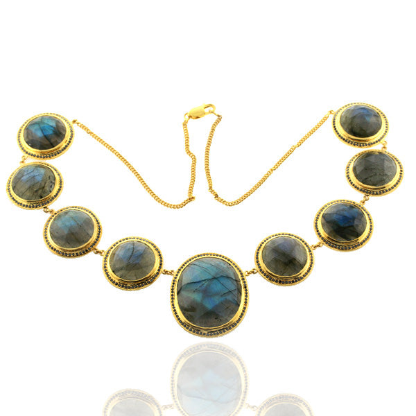 Labradorite Matinee Necklace 18k Yellow Gold Jewelry