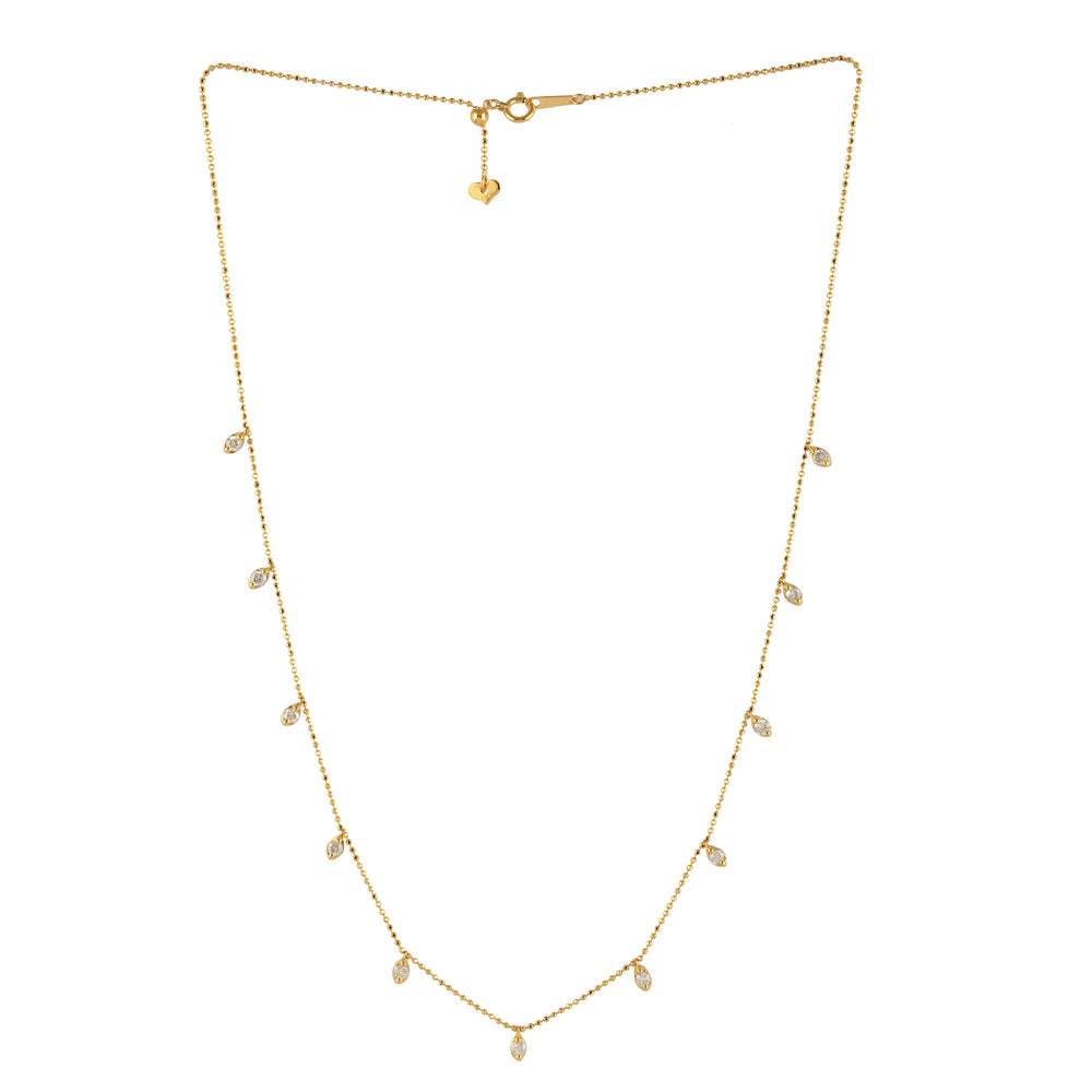 18k Yellow Gold Diamond By Yard Necklace For Gift