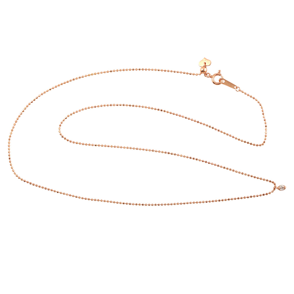 18k Rose Gold Pave Diamond Dainty Necklace  Gift For Her