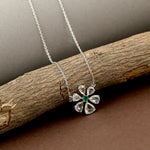 Natural Emerald Pear Cut Diamond Daisy Pendant Necklace Gifr For Her