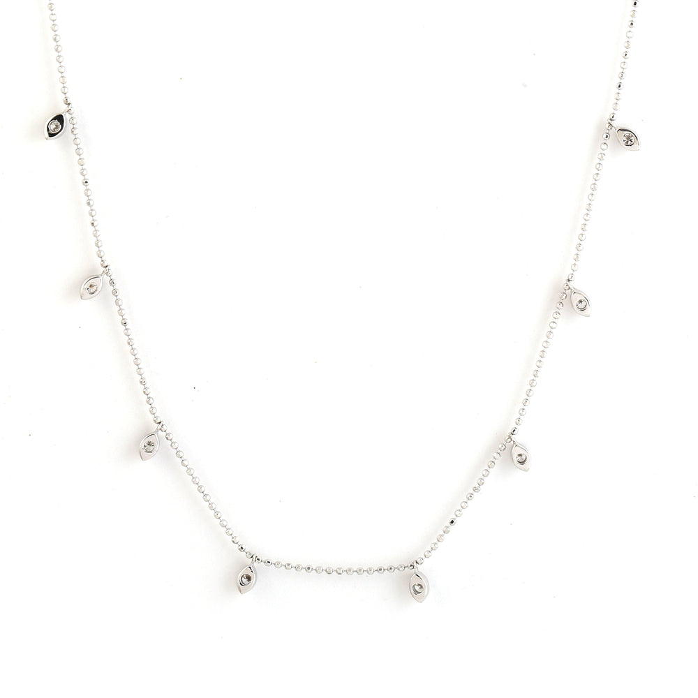 Solid 18k White Gold Natural Diamond Delicate Necklace