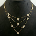 Natural Uncut Rosecut Diamond Solid 18k Yellow Gold Pave Diamond Multilayer Princess Necklace