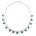 Natural Diamond & Emerald Beautiful Choker Necklace Wedding Gift In 18k White Gold