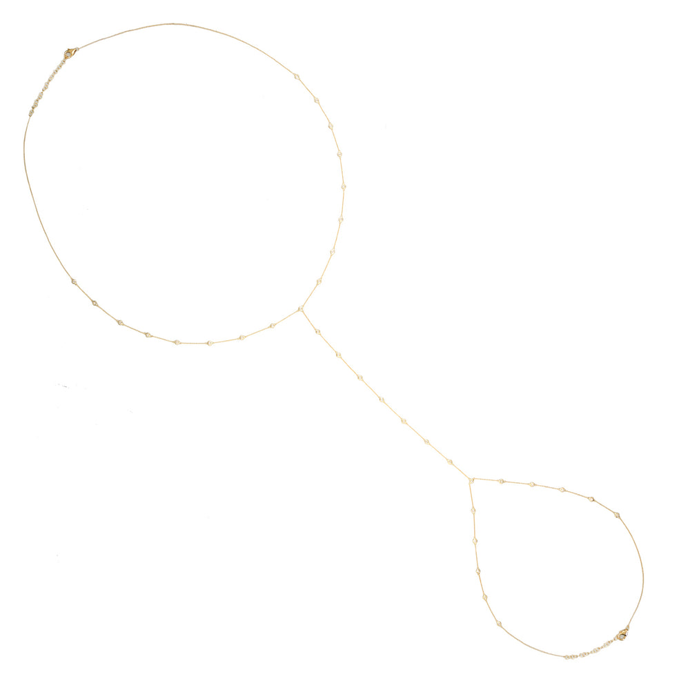 Bezel Set Diamond 18k Yellow Gold Body Chain Jewelry For Her