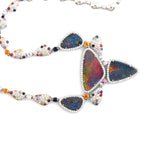 Opal Doublet Sapphire Diamond Designer Necklace 18k White Gold