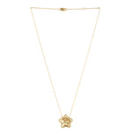 Handcarved Daisy Pendant 14k Yellow Gold Diamond Chain Necklace Gift