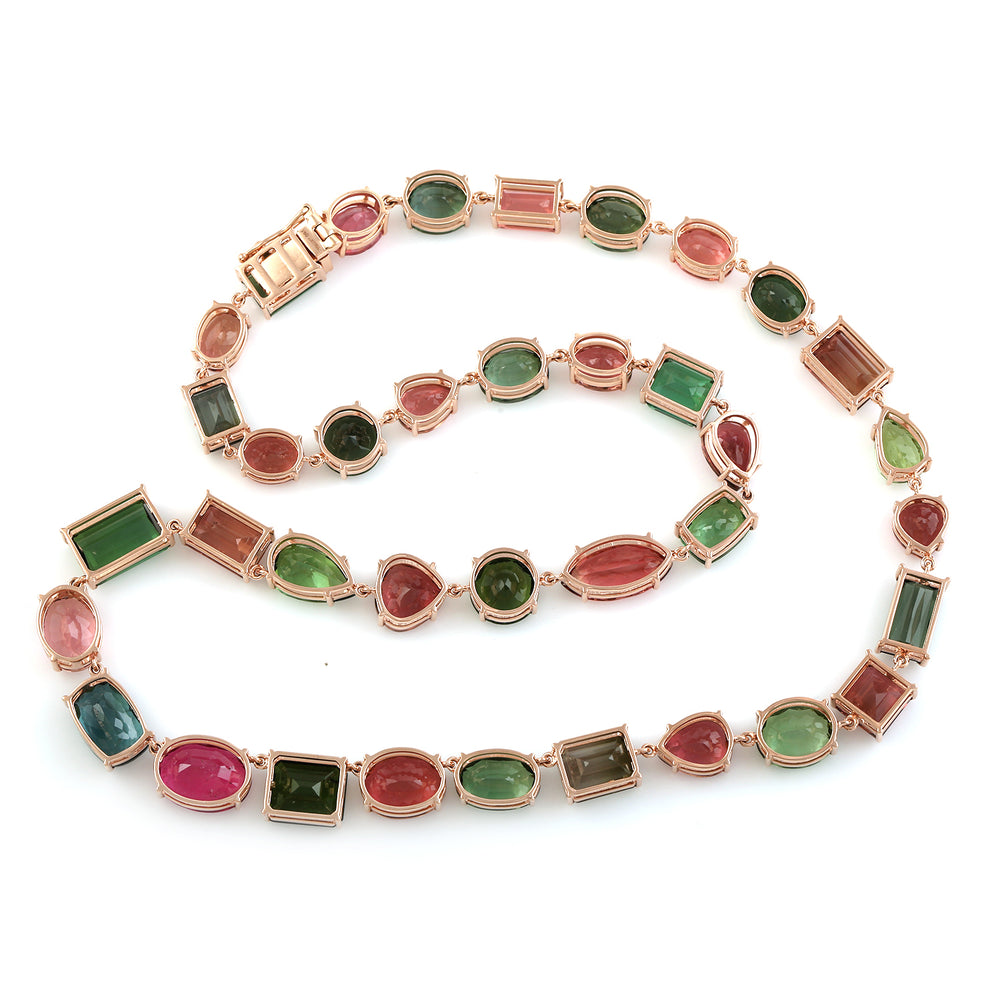 Multicolor Tourmaline Choker Necklace In 18k Yellow Gold For Her