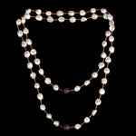 Natural Pearl Beads Citrine Diamond 925 Sterling Silver Lariat Necklace Gift