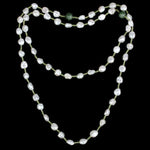 Natural Peral Beads Peridot Diamond Lariat Sterling Silver Necklace