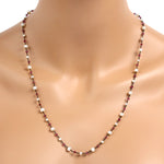 Pearl & Tourmaline Beaded Chain Necklace 925 Sterling Silver Jewelry
