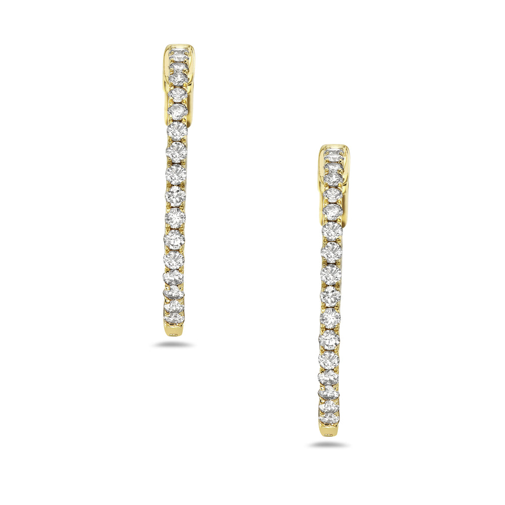 14k Yellow Gold Handmade Diamond Hoop Earrings Gift