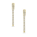 Handmade 14k Yellow Gold Diamond Hoop Earrings Gift For Women