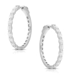 Oval Cut Diamond 14k White Gold Hoop Earrings For Women