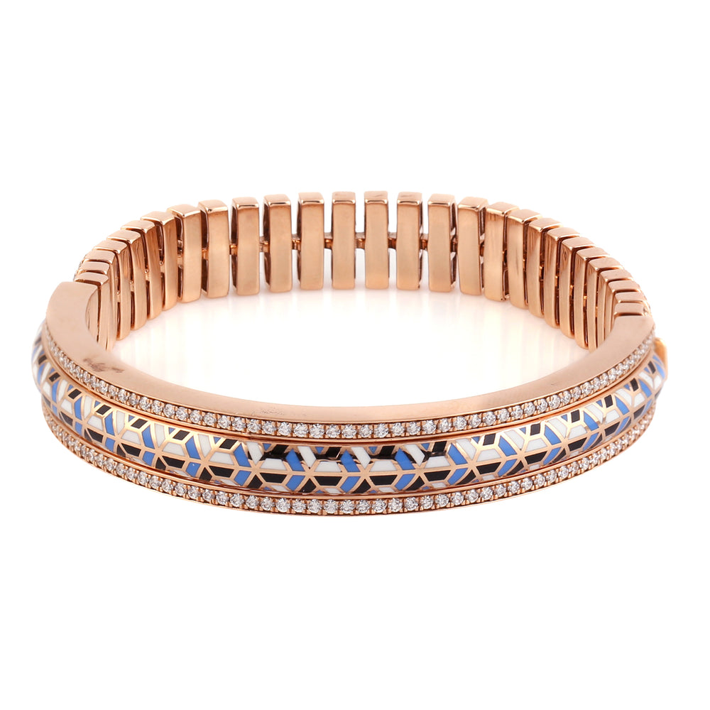 Natural Micro Pave Diamond 18k Rose Gold Beautiful Bracelet For Women