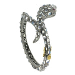 Rainbow Moonstone Diamond 14k Gold Silver Snake Design Bypass Ring