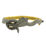 Pave Diamond & Ruby 14K Gold 925 Sterling Silver Snake Design Bangle