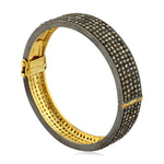 925 Silver 18k Gold Wide Bangle in pave Diamond For Gift