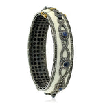 18k Gold Blue Sapphire Diamond 925 Sterling Silver Enamel Bangle Fashion Jewelry