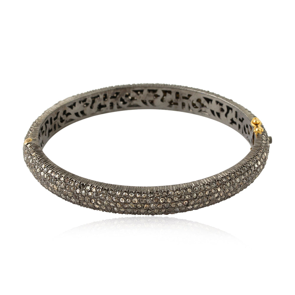 Micro Pave Diamond Wedding Bangle 18k Gold Silver Handmade Jewelry
