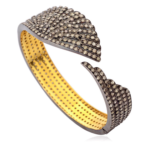 Pave Diamond 18kt Gold 925 Sterling Silver Designer Bangle Fashion Jewelry