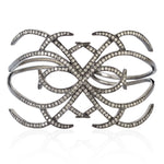 Natural Pave Diamond Silver 925 Designer Cuff Bangle For Women