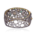 Pearl Natural Emerald Pave Diamond Designer Wedding Bangle Gift  18kk Gold Silver