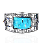 Natural Turquoise Sapphire Diamond 18k Gold Silver Wedding Bangle Jewelry