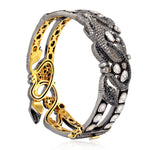Natural Pave Black White Diamond Snake Design Halloween Jewelry In Silver Gold