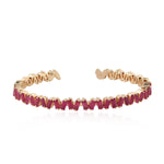 Baguette Ruby Cuff  Bangle In 18k Yellow Gold