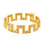 Bezel Set Ice Diamond Beautiful Design 18k Yellow Gold Bangle Jewelry