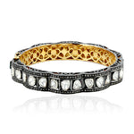 14k Gold Silver Uncut Diamond Designer Vintage Look Wedding Bangle
