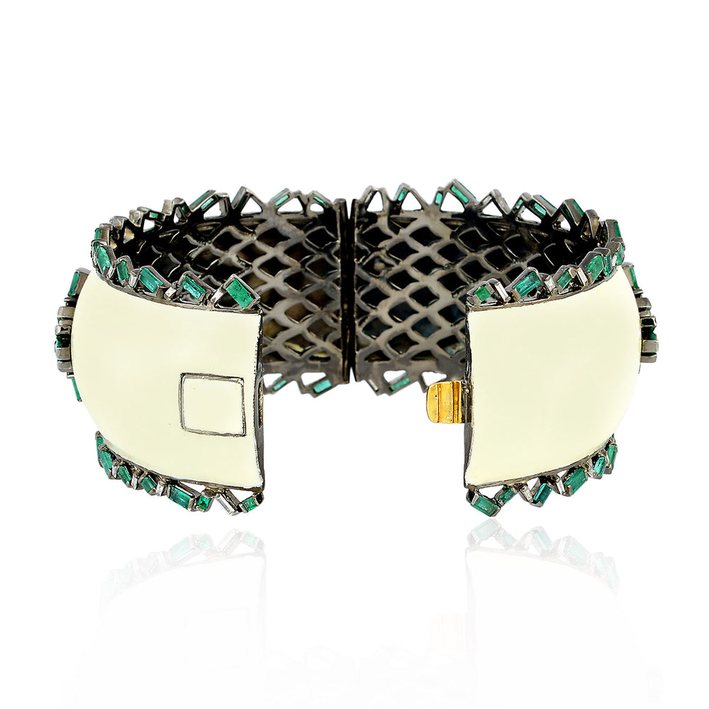 Baguette Emerald Diamond 18k Solid Gold Silver Handmade Designer Jewelry