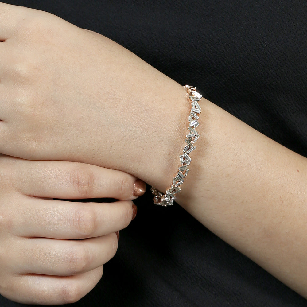 18k Rose Gold Tapered Diamond Adjustable Chain Bracelet For Her