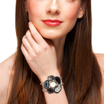 Multicolor Geode Pearl Designer Wide Bangle For women In 18k Gold  925 Sterling