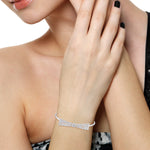 Cuff Natural Diamond Designer  18k White Gold Baguette Jewelry