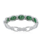 Handcarved Jade Pave Diamond 18k Gold Silver Bangle For Her
