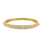 Soild 18k Yellow Gold Pave Diamond Spike Design Wedding Bangle
