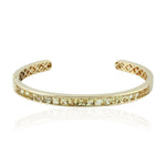 Natural Aquamarine Beryl Gemstone Cuff Bangle 14k Yellow Gold Jewelry Gift
