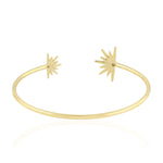 18k Gold Studded Diamond Star Burst Cuff Bangles Pave Jewelry