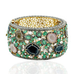 Geode Sapphire Emerald Pave Diamond 925 Silver 18k Gold Cluster Designer Jewelry