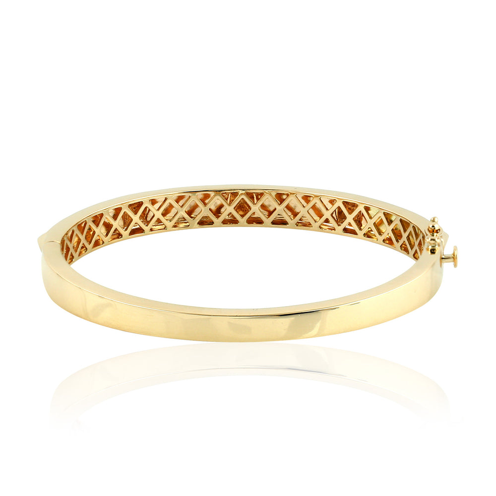 18k Solid Yellow Gold Spike Design Bangle For Her
