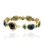 Natural Emerald Bangle 18k Yellow Gold Jewelry