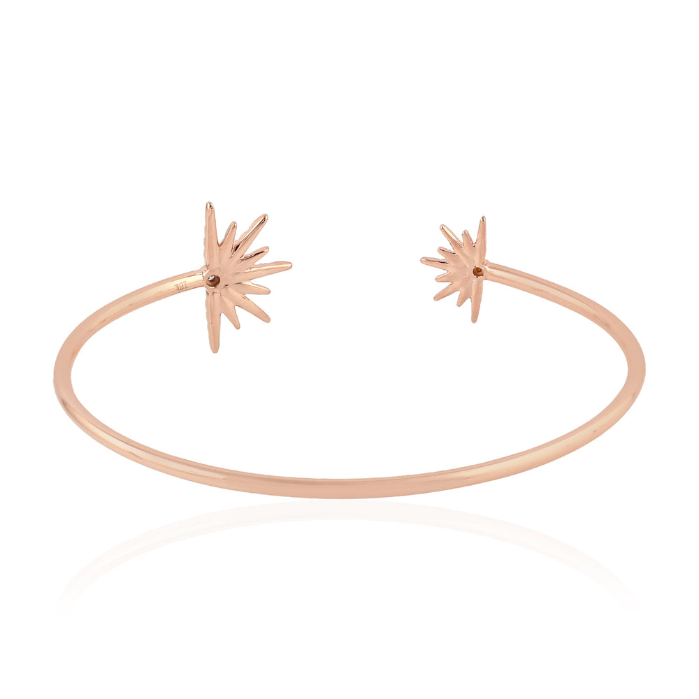 18kt Rose Gold & Pave Diamond Starburst Cuff Bangle Bracelet Jewelry Gift