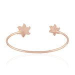 18k Rose Gold Bangle Micro Pave Diamond Daisy Design Open Cuff Elegant Jewelry