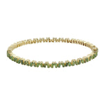 Baguette Green Diamond Bracelet In 14k Yellow  Gold Handmade Jewelry