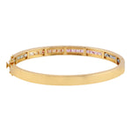 Channel Set Multicolor Sapphire Diamond 18k Yellow Gold Bangle For Her