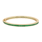 Channel Set Emerald Sleek Bangle Bracelet For Her In 18k Yellow Gold